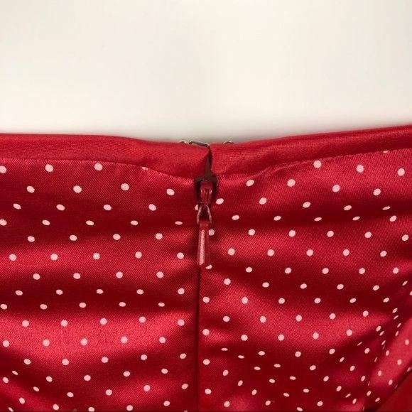 GUNNE SAX Vintage Red Strapless Polka Dot Dress - Picture 7 of 9
